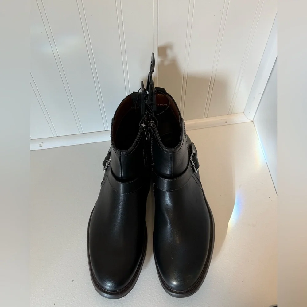 Men's George Faux Leather Moto Gunner Ankle Buckle Boot - Black 8M